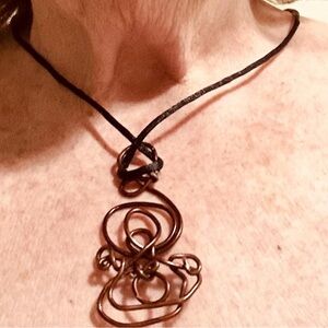 Safety pin aluminum Swirl Pendant Necklace